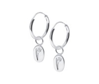 Daffodil Birth Flower Silver Hoop Earring Charms HO-2697